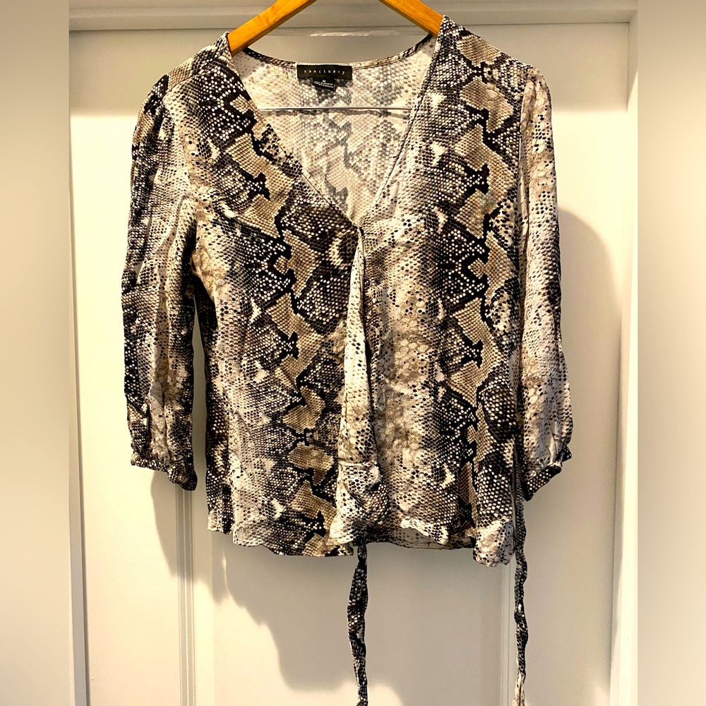 Wrap snake print blouse